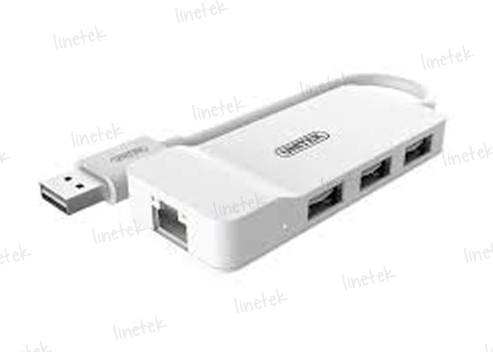 USB 2.0 3-Port Hub + Fast Ethernet Converter - White